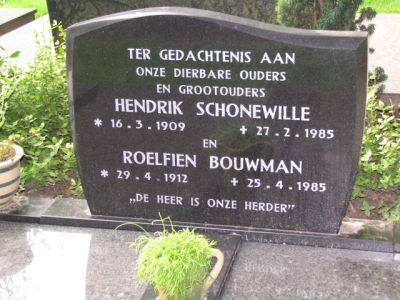 Roelfien Bouwman en Hendrik Schonewille begraafplaats Sleen