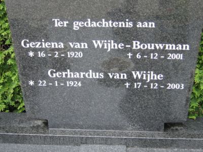 Geziena Bouwman en Gerardus van Wijhe begraafplaats Nieuw-Amsterdam