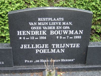 Hendrik Bouwman en Jelligje Poelman begraafplaats Nieuw-Amsterdam