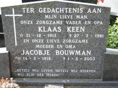 Jacobje Bouwman en Klaas Keen begraafplaats Emmer Compascuum