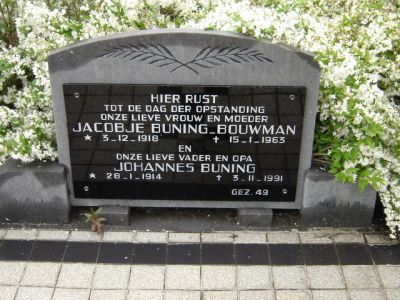Jacobje Bouwman and Johannes Buning cementary Nieuw-Amsterdam
